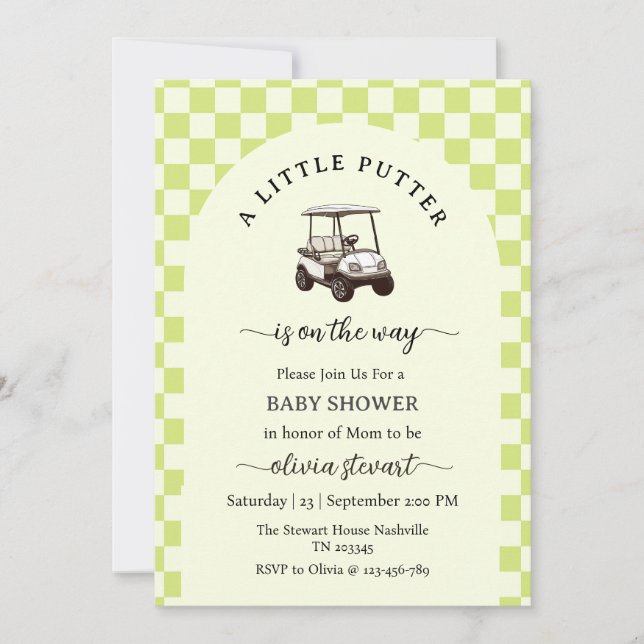 Invitation Faire un script un metteur de golf Baby Shower (Devant)