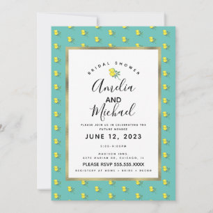 Invitation Faire une douche de mariée simple au citron aquare