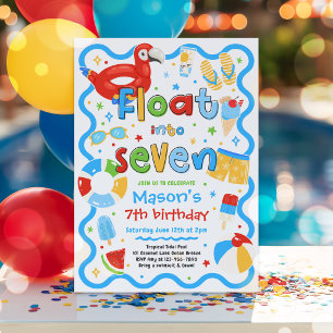 Invitation Faire une fête au bord de la piscine pour les sept