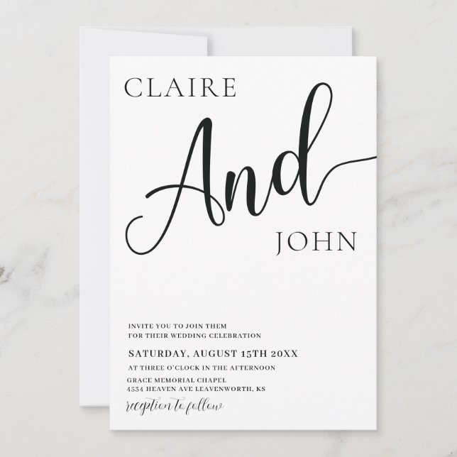 Invitation Fairepar de mariage écriture And (Devant)