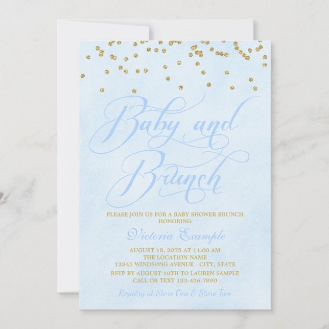 Invitation Faireparts de Baby Shower Brunch pour Garçon Bleu  (Devant)