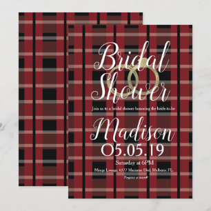 Invitation Faireparts de mariage en flanelle de Noël avec ann