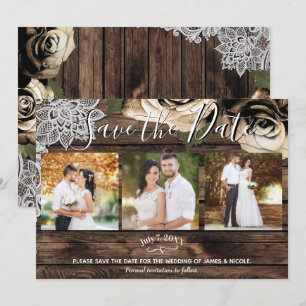 Invitation Faireparts de mariage minimal rustique avec des ro