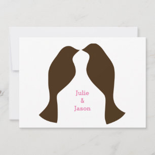 Invitation Faireparts de mariage - Oiseaux d'amour bruns