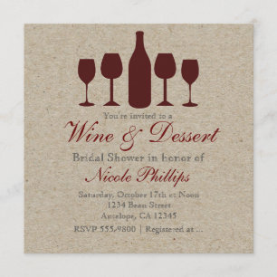 Invitation Faireparts Rustiques VINS & Dessert POUR TOUT ÉVÉN