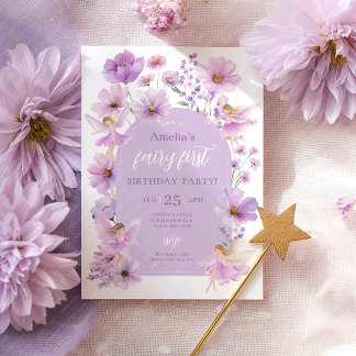 Invitation Fairy 1st Birthday Fairy Purple Girls Party