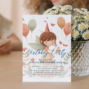 Invitation Fairy And Balloons Anniversaire de enfant Party