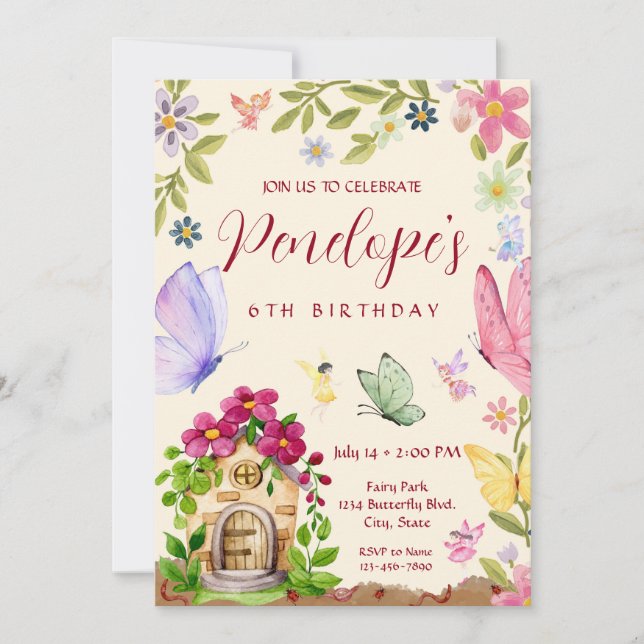 Invitation Fairy Birthday (Devant)