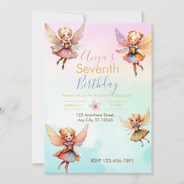 Invitation Fairy Birthday Party (Devant)
