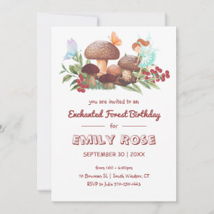 Invitation Fairy Champignons Papillon Enchanted Forest Annive