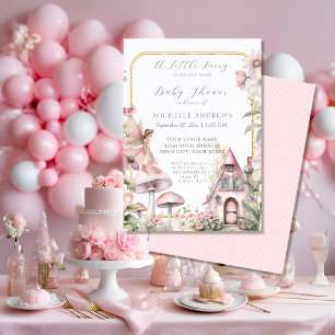 Invitation Fairy Cottage Floral Champagne Baby shower fille