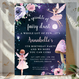 Invitation Fairy Dust Magique Enchanted fête d'anniversaire