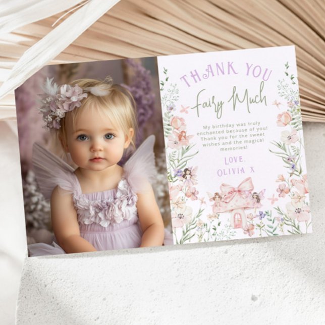 Invitation Fairy Enchanted Birthday Photo Thank you card (Créateur téléchargé)
