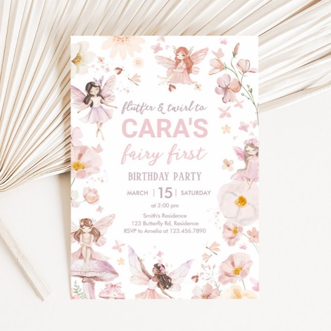 Invitation Fairy Enchanted Garden Fête d'anniversaire (Enchanted Garden Fairy Birthday Party Invitation)