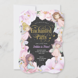 Invitation Fairy Enchanted Party, Jardin Flower fille anniver