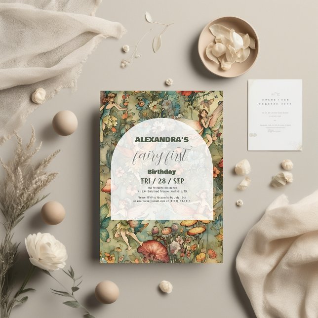 Invitation Fairy First 1er anniversaire Enchanted Forest (Créateur téléchargé)