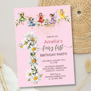 Invitation Fairy First 1er Colorful Magique mignonne Annivers