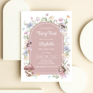 Invitation Fairy First Anniversaire Fantaisiste Floral 1er