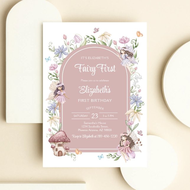 Invitation Fairy First Anniversaire Fantaisiste Floral 1er (Créateur téléchargé)