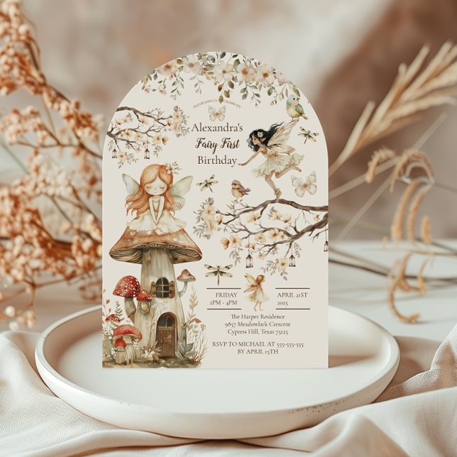 Invitation Fairy First Bird Woodland Floral (Créateur téléchargé)