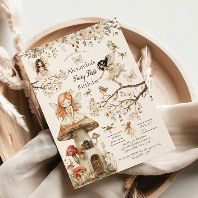 Invitation Fairy First Bird Woodland Floral (Créateur téléchargé)