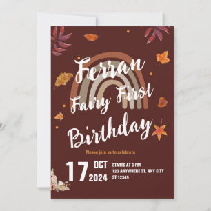 Invitation Fairy First Birday Fall Boho Rainbow