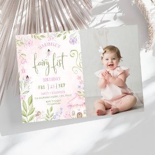 Invitation Fairy First Birthday Forest Champignons Photo