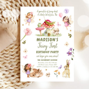 Invitation Fairy First Birthday Girl 1st Fairy Forest Magique