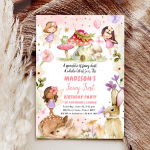 Invitation Fairy First Birthday Girl 1st Fairy Forest Magique