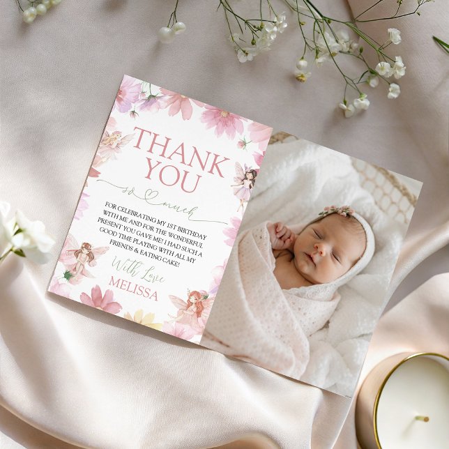 Invitation Fairy First Birthday Photo Thank You (Créateur téléchargé)