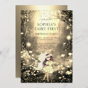 Invitation Fairy First Enchanted Forest Girl 1er anniversaire