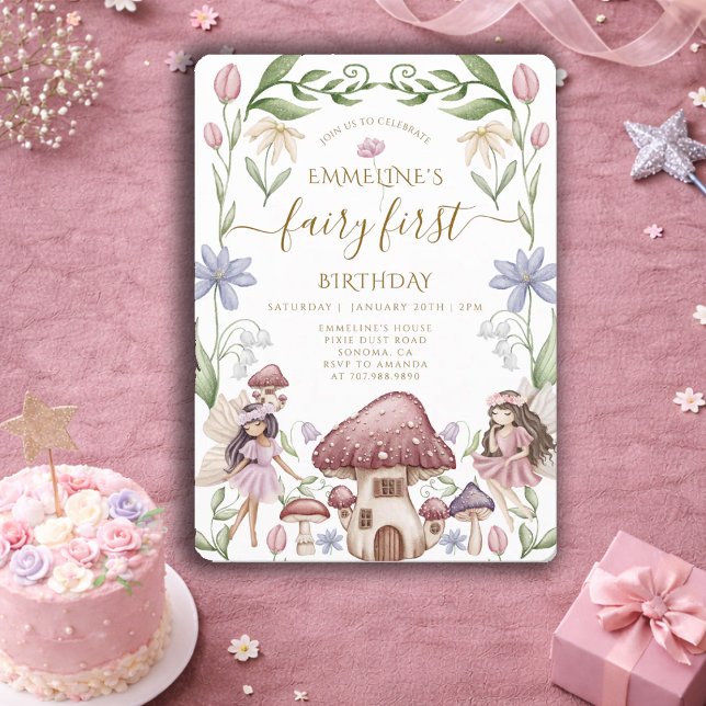 Invitation Fairy First Enchanted Forest Girl 1er anniversaire (Créateur téléchargé)