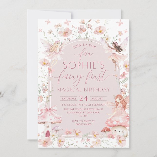 Invitation Fairy First Enchanted Garden Fairy Girl'Anniversai (Devant)