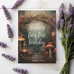 Invitation Fairy First Enchanted Mushroom Forest Anniversaire