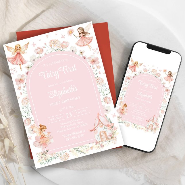 Invitation Fairy First Floral Fantaisiste 1er Anniversaire  (Créateur téléchargé)