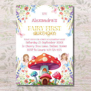Invitation Fairy First Floral Girl 1er Anniversaire