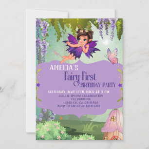 Invitation Fairy First Girl's 1st Birthday Enchanted forest