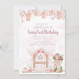Invitation Fairy First Girl's 1st Birthday Party Custom