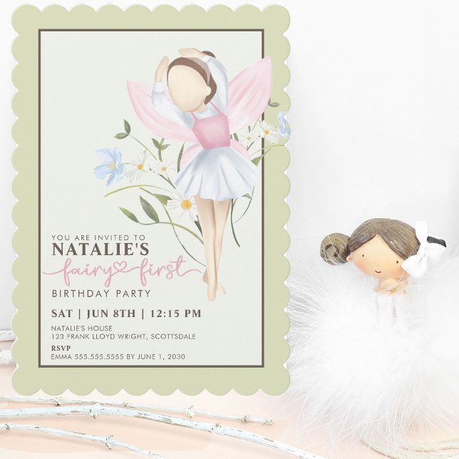 Invitation Fairy First Girl's 1st Birthday Party Personnalisé (Créateur téléchargé)