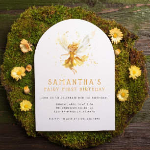 Invitation Fairy First Whimsical Watercolor 1er anniversaire