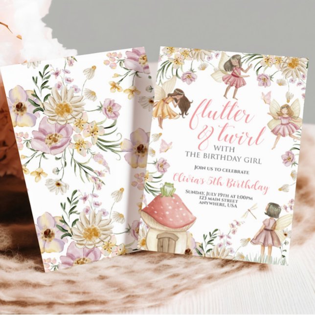 Invitation Fairy fleur sauvage anniversaire (Créateur téléchargé)