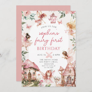 Invitation Fairy Floral Girls 1er anniversaire fête