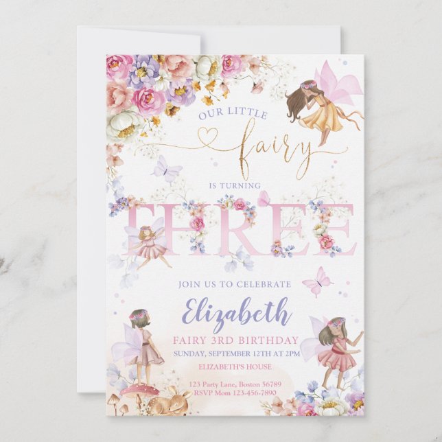 Invitation Fairy Forest Girl Anniversaire (Devant)