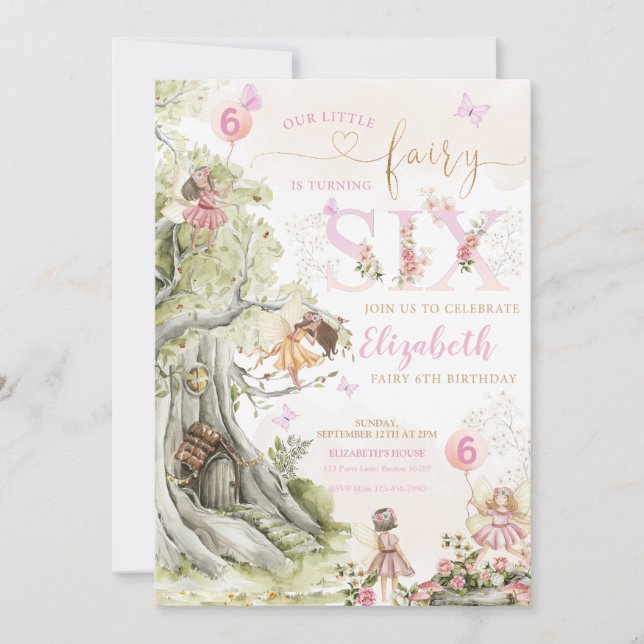 Invitation Fairy Forest Girl Anniversaire Magique (Devant)