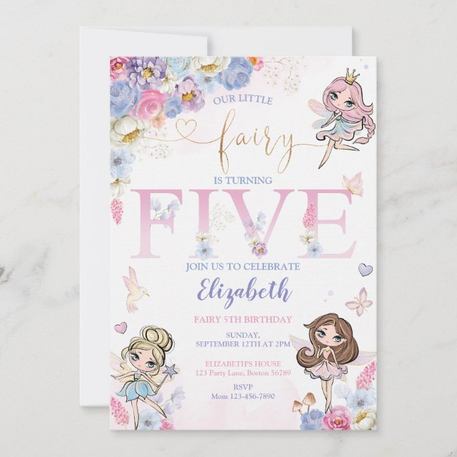 Invitation Fairy Forest Girl Anniversaire Magique (Devant)