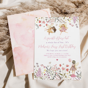 Invitation Fairy Garden Boho Fleur sauvage Premier anniversai