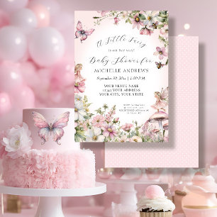 Invitation Fairy Garden Champagne Floral Rose Girl Baby showe