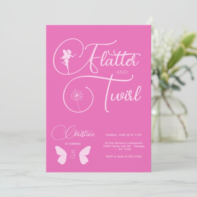 Invitation Fairy Girl'anniversaire minimaliste simple moderne (Debout devant)