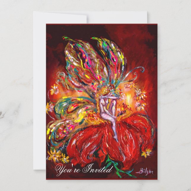 Invitation FAIRY IN RED jaune vert (Devant)