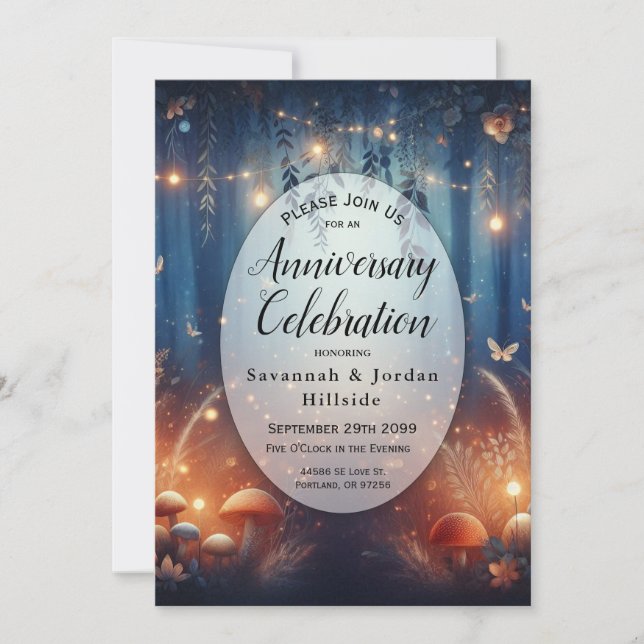Invitation Fairy Lights dans une fête d'anniversaire de la fo (Devant)